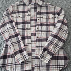 Columbia Casual Plaid Shirt - Black, White, and Red